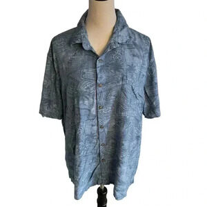Batik Bay Men’s Hawaiian Short Sleeve Blue Button Down Shirt XXL fits like XL